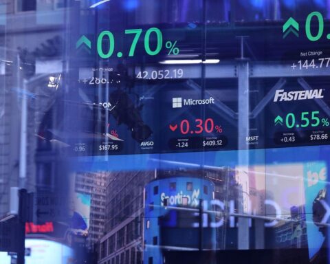 Diagramm der US-Börsenkurse mit Microsoft und Fastenal, Fortschritte in KI und Zinssenkungen.