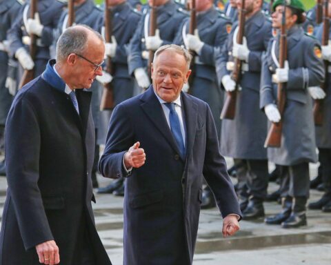 Friedrich Merz und Donald Tusk bei deutsch-polnischen Regierungskonsultationen im Kanzleramt in Berlin.