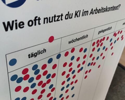 Team bei der Arbeit mit KI-Anwendungen, Industrie, Effizienzsteigerung und erneuerbare Energien im Fokus.