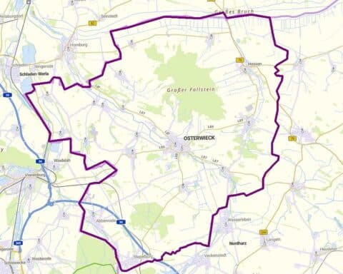 Vogelgrippe-Ausbruch: Schutz- und Überwachungsgebiete im Landkreis Harz mit betroffenen Ortschaften.