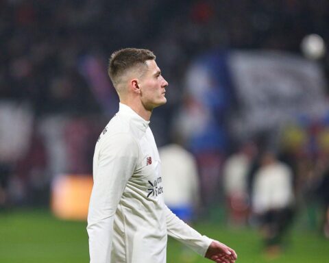 Patrik Schick jubelt nach seinem Tor im Champions-League-Spiel gegen Olympiakos Piräus.