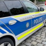 Ein Polizeiauto vor einer Hundewiese, umgeben von Ermittlern und potenziellen Zeugen.