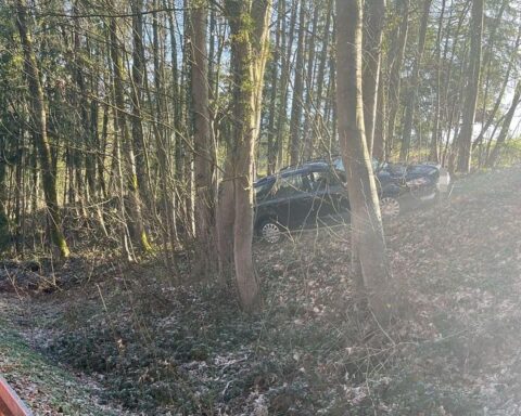 Auto kollidiert mit Baum, verletzte Fahrerin wird ins Krankenhaus gebracht. Unfallort abgesperrt.