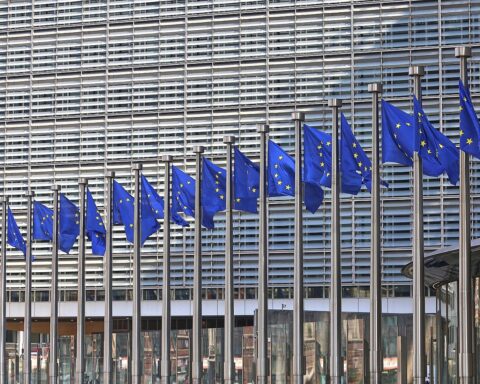 EU-Fahnen symbolisieren aktuelle Haushaltskürzungen und Veränderungen in der Landwirtschaftsförderung für Deutschland.