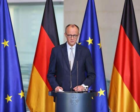 Friedrich Merz im Kanzleramt, entschlossen, hinter den USA und Israel gegen Iran zu stehen.