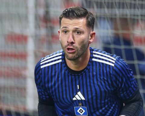 Hoffenheim feiert Sieg über HSV, 2:1. Spieler jubeln, eindrucksvolle Spielszenen auf dem Platz.