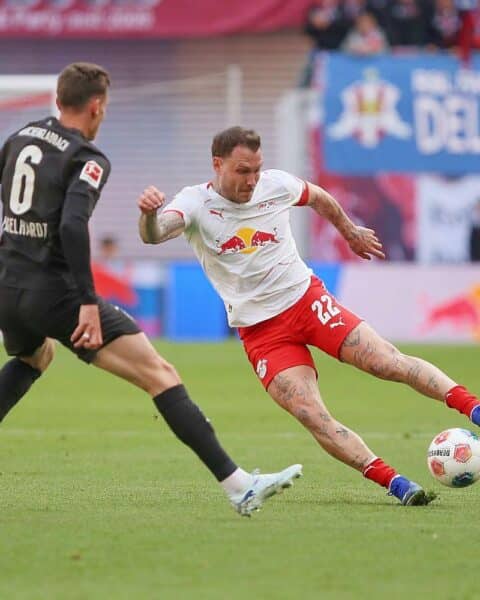 RB Leipzig jubelt nach 1:0-Sieg gegen Borussia Mönchengladbach, entscheidendes Tor in der 81. Minute.
