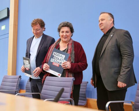 Grafik mit Umfrageergebnissen zur Unterstützung eines solidarischen Sozialstaats und Rentenversicherung in Deutschland.