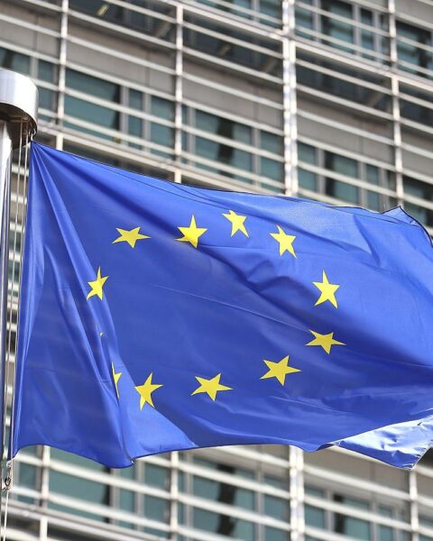 EU-Fahnen wehen als Symbol für Zusammenarbeit und Herausforderungen in der Verteidigungspolitik.