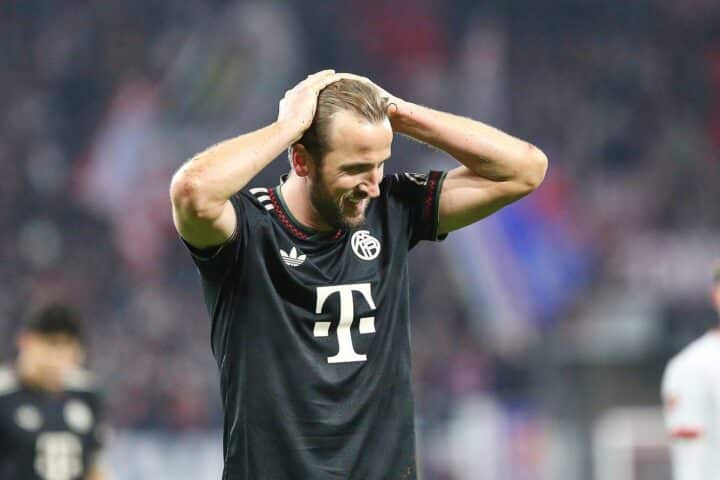 Harry Kane jubelt nach seinem Tor im DFB-Pokal-Halbfinale gegen Bayer Leverkusen.