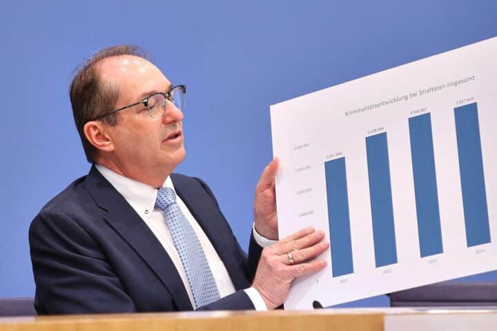 Alexander Dobrindt präsentiert die Polizeiliche Kriminalstatistik 2025 in Berlin. Statistiken über Kriminalität.