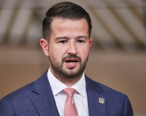 Jakov Milatovic spricht über die EU-Zukunft an der Humboldt-Universität in Berlin.