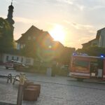 Kellerbrand in Bad Bergzabern, Feuerwehr im Einsatz, technische Ursache vermutet, eine Person verletzt.