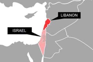 Karte von Israel und Libanon mit aktuellen Konfliktherden zwischen Israel und Hisbollah.