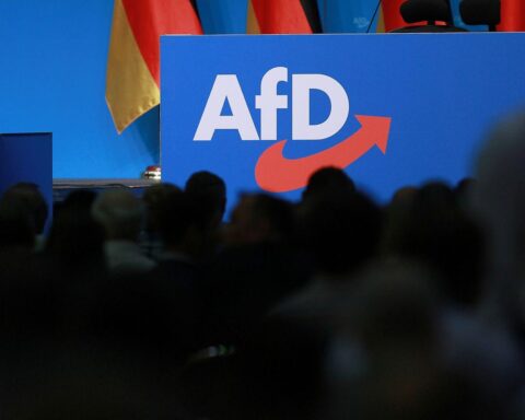 AfD-Logo mit Trumpf auf europäische Zusammenarbeit, Rhetorik und Distanzierung vom RN.