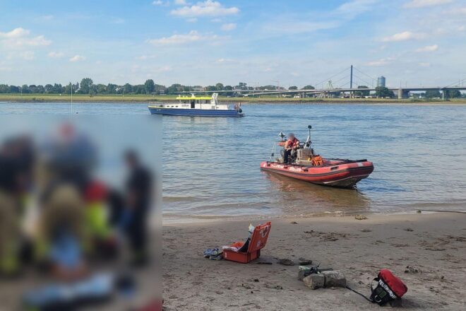 Badeunfall am Rhein in Düsseldorf endet mit Reanimation