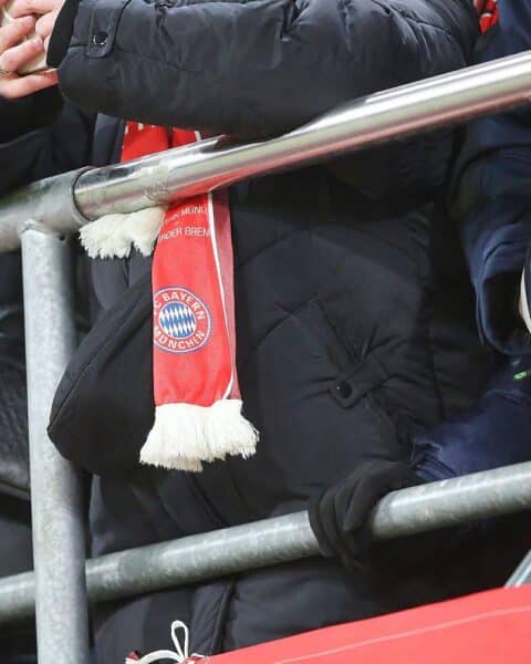 Bayern-Fans im Stadion, jubelnd, mit Schals, während ihrer DFB-Pokal-Ansetzung gegen Osnabrück.