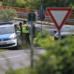 Verkehrskontrolle an der Grenze, Polizisten prüfen Fahrzeuge, Diskussion über Grenzkontrollen und Asylsystem.