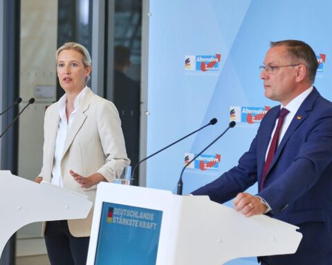 Alice Weidel und Tino Chrupalla im Archivfoto, Thema AfD-Aufstellungsversammlung NRW und Neuwahl der Landesliste.