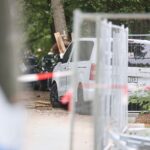 Polizeisperren am Tatort nach einer Todesfahrt beim Berliner CSD im Tiergarten.