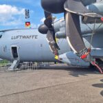 Ein Airbus A400M zeigt deutsche Luftbrückenhilfe bei Waldbrandbekämpfung in Südwestfrankreich bei Bordeaux.