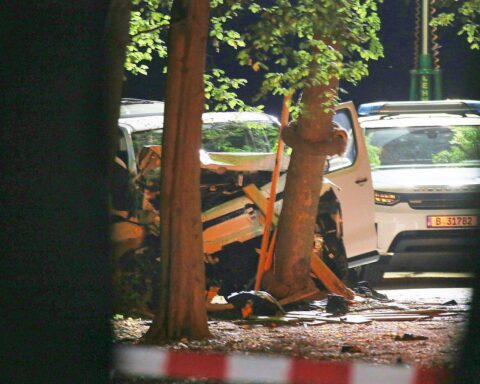 Ein Kleintransporter rast beim CSD in die Menschenmenge im Berliner Tiergarten; Ermittlungs- und Fahndungsfoto.