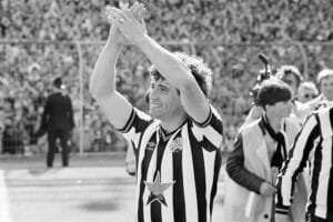 Kevin Keegan, englische Fußballlegende, im Jahr 1984 zu sehen, Porträtfoto.