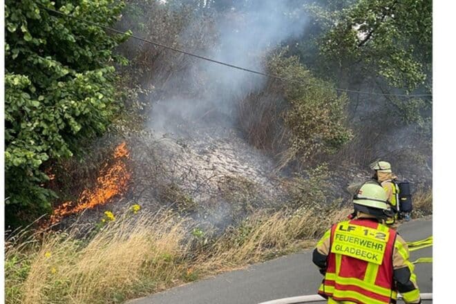 Flächenbrand an der BAB 2 erfordert umfangreichen Feuerwehreinsatz in Gladbeck