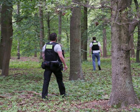 Polizei sperrt den Tatort nach Todesfahrt beim Berliner CSD; Suchaktion im Tiergarten.
