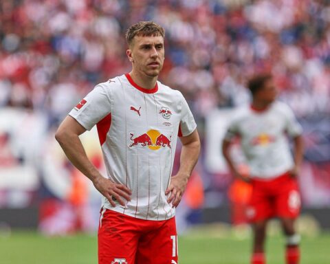 Brajan Gruda im RB-Leipzig-Trikot (Archiv), die Verlängerung seiner Leihe für 2026/27 wird angekündigt.
