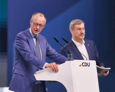 Friedrich Merz und Markus Söder im Archivfoto: CDU/CSU-Fraktionskandidaten-Debatte über den Spahn-Nachfolger.